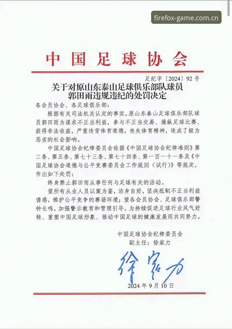 火狐体育注册 中国足协第三批禁足名单实用解读:17人终身禁赛背后的行业警示